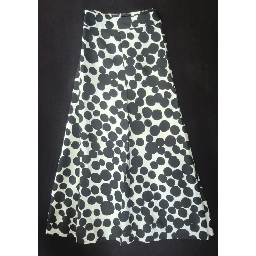 Banana Republic 100% Silk Pleated Skirt Women’s 0 Black White Dot Print Lined